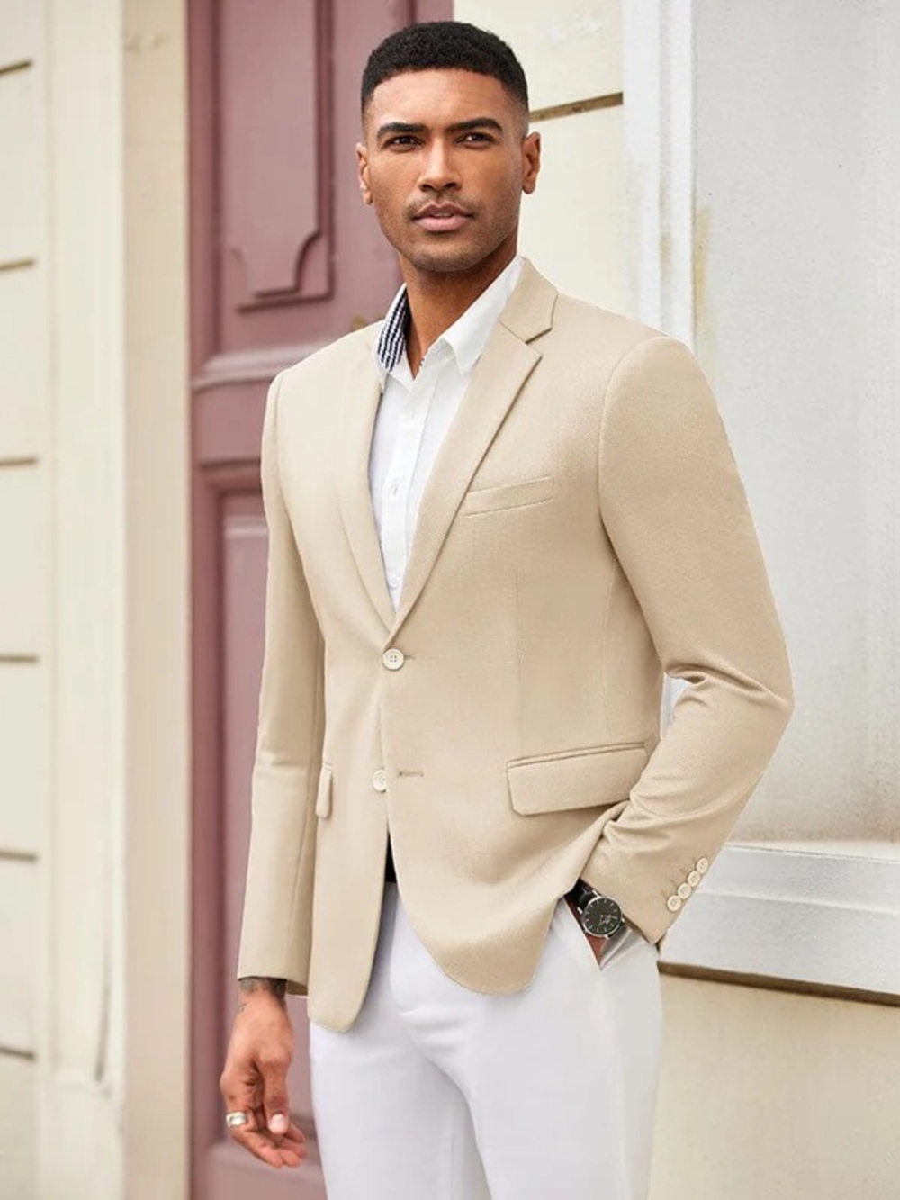 NWT Coofandy Men's Slim Fit Textured Blazer Two Button Sport Coat Size XL Khaki